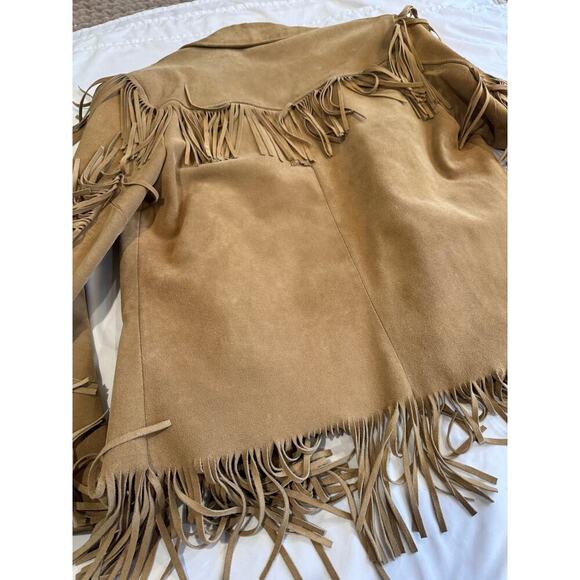 Vintage Sears The Leather Shop Leather Fringe Jacket Brown USA Western - Picture 14 of 16